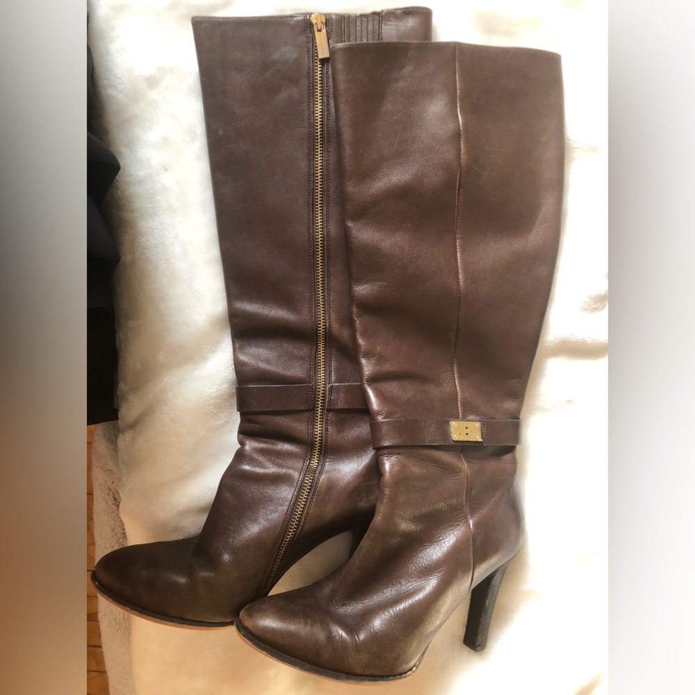 Michael Kors Brown Leather womens tall boots  - Classic Hobo Style